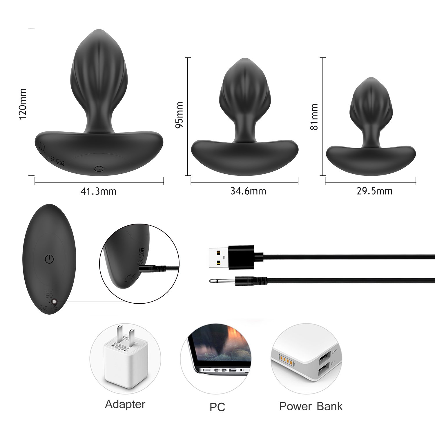 Hot Selling Anal Plug Set OEM ODM 3pcs Remote Vibrating Anal Butt Vibrator Porn Sex Toys Butt Plug Kit for Gay Men Couple