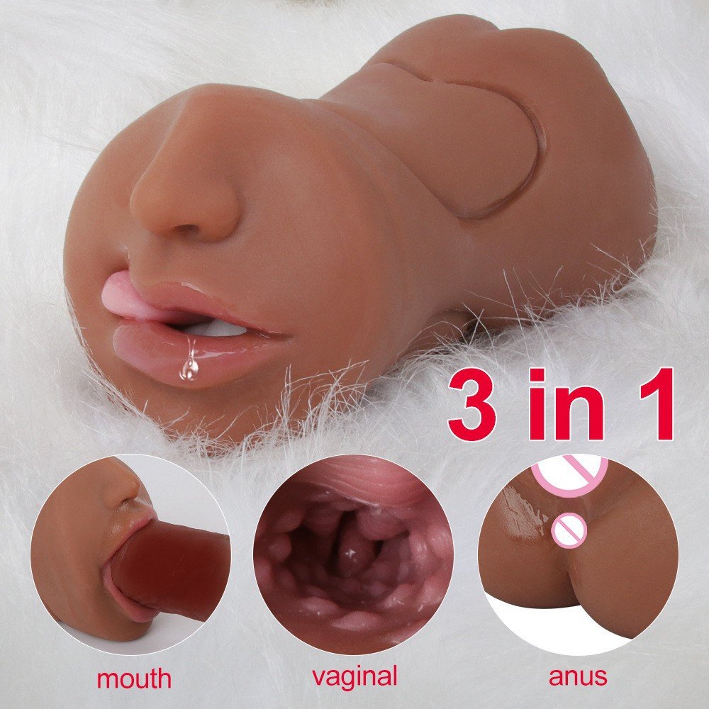 3 in 1 Realistic Oral Masturbator Cup Artificial Plastic Double Head Pussy Toy For Men