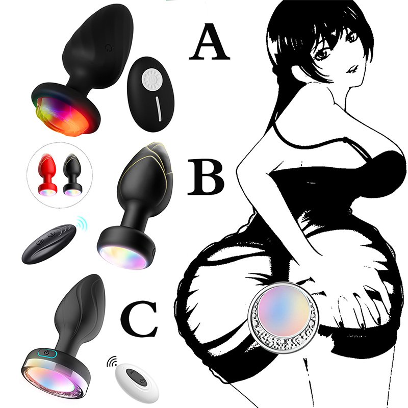 Remote Control 10 Vibration Levels Prostate Massager LED Light G-Spot Sex Toys Silicone Anal Plug for Men Women