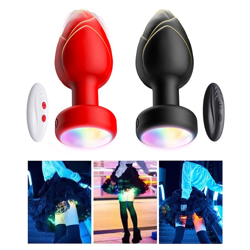 Remote Control 10 Vibration Levels Prostate Massager LED Light G-Spot Sex Toys Silicone Anal Plug for Men Women