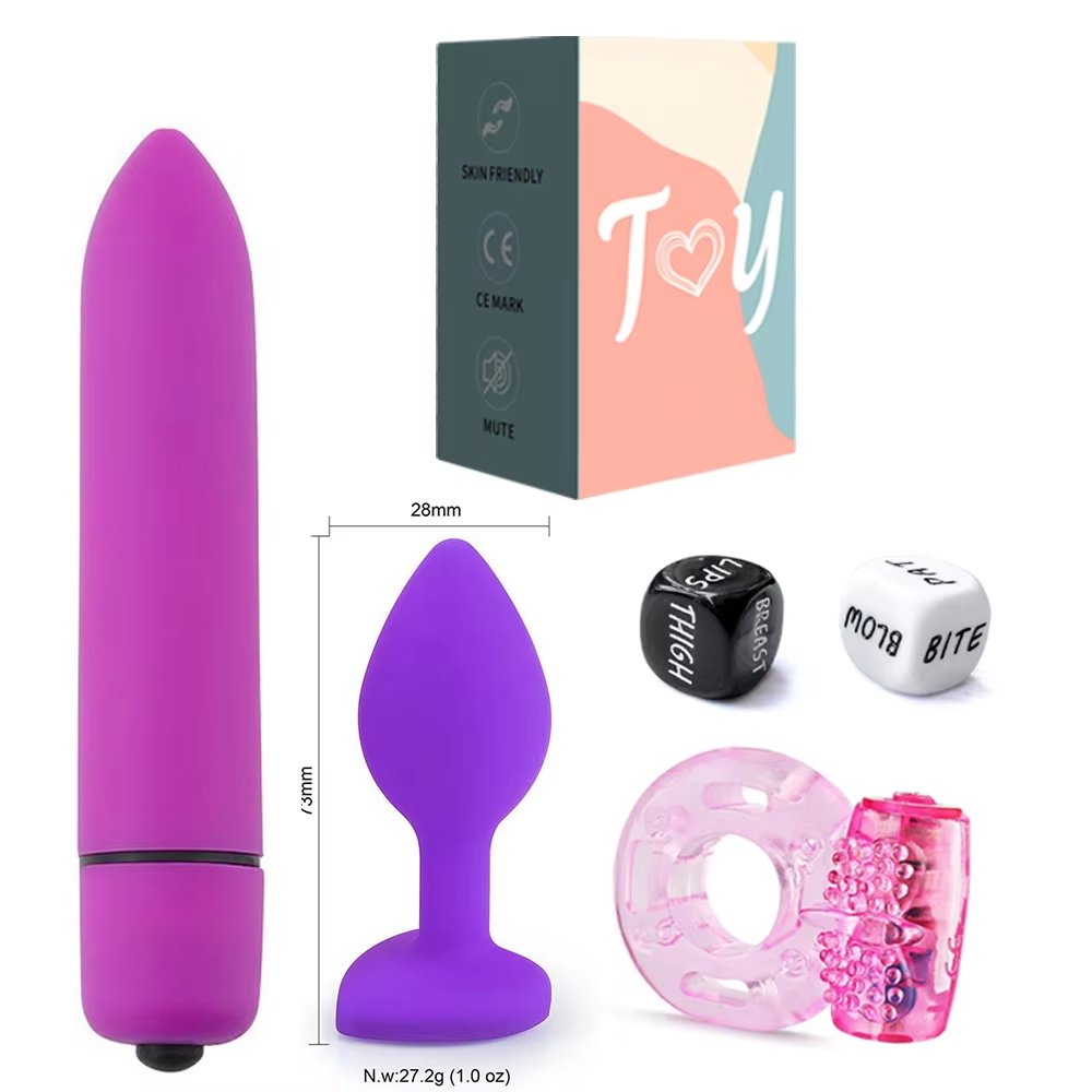 5pcs Men Masturbation Anal Vibrator with Silicone Penis Ring Metal Male Anal Sex Toys Gay Toy for couples