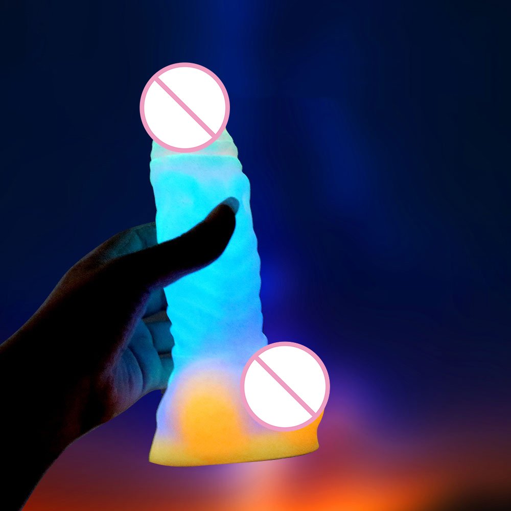 Silicone Luminous Dildo Anal Sex Toys Glowing Huge Butt Plug Soft Flexible Anus Plug Sex Toys For Women With Suction Cup