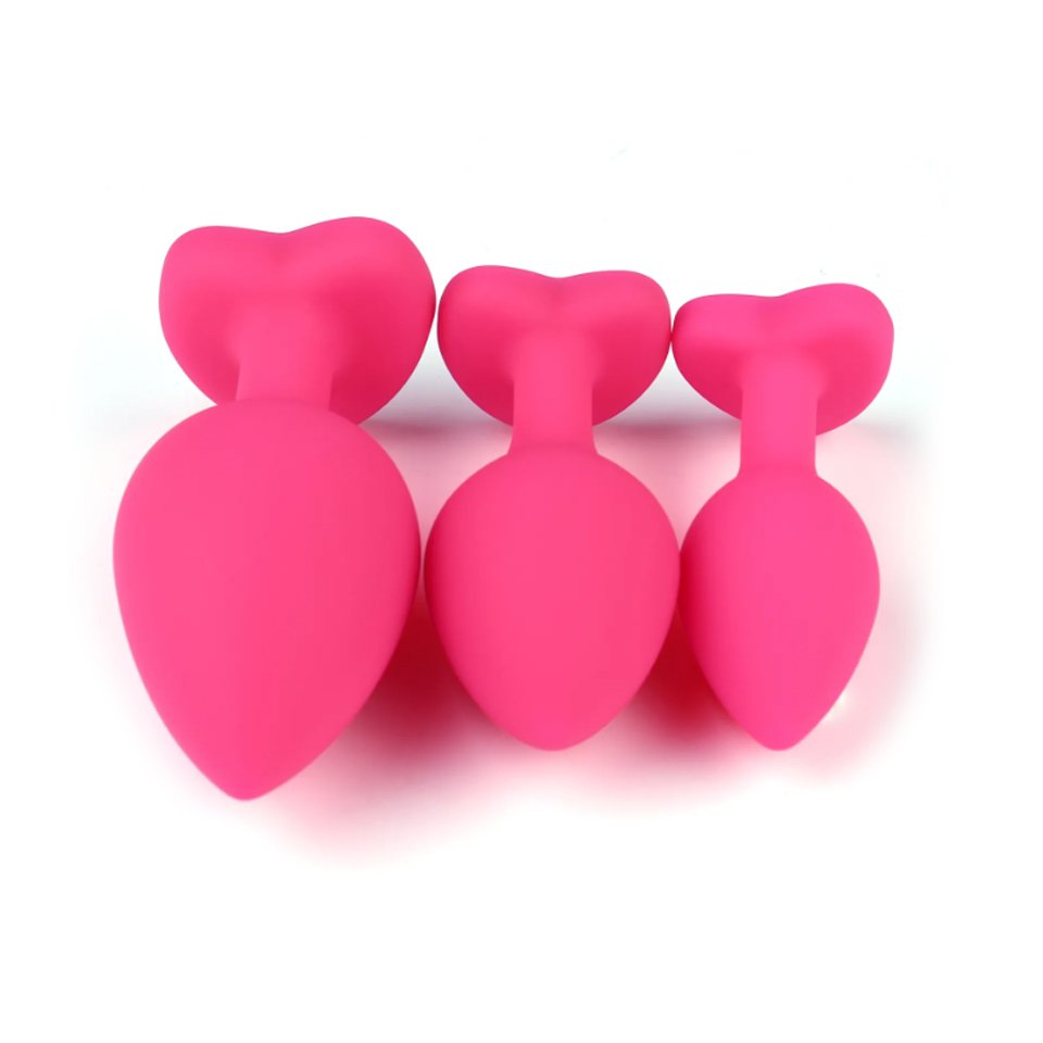 Pink Silicone Transparent Jewel Butt Plug Anal Sex Toys Set S M L Sizes for Women