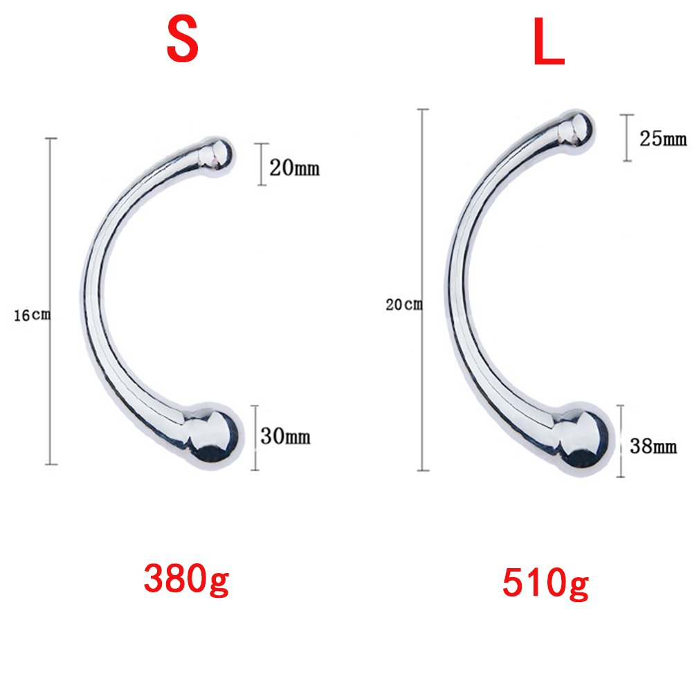 Double Ended Stainless Steel G Spot Wand Massage Stick Pure Metal Penis P-Spot Stimulator Anal Plug Dildo Sex Toy for Women Men%
