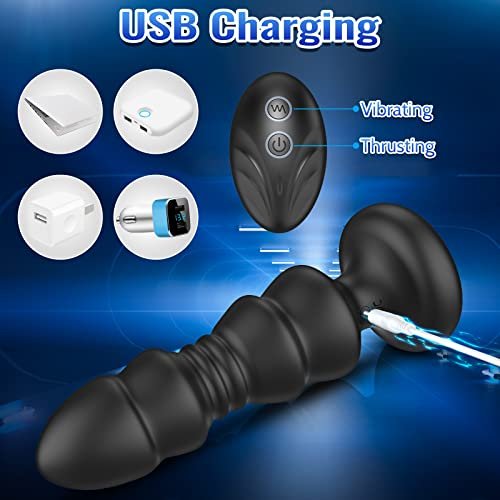 Anal Toys Sex Toy Remote Control Vibrating Butt Plug G Spot Vibrator, Anal Beads with 5 Vibrating & Thrusting Prostate Massager