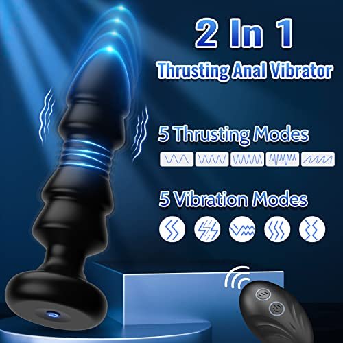 Anal Toys Sex Toy Remote Control Vibrating Butt Plug G Spot Vibrator, Anal Beads with 5 Vibrating & Thrusting Prostate Massager