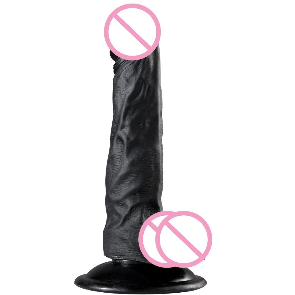 Realistic Deep Anal Dildo Massage Cheap Pussy Masturbation Black PVC Dildo Sex Toy For Women