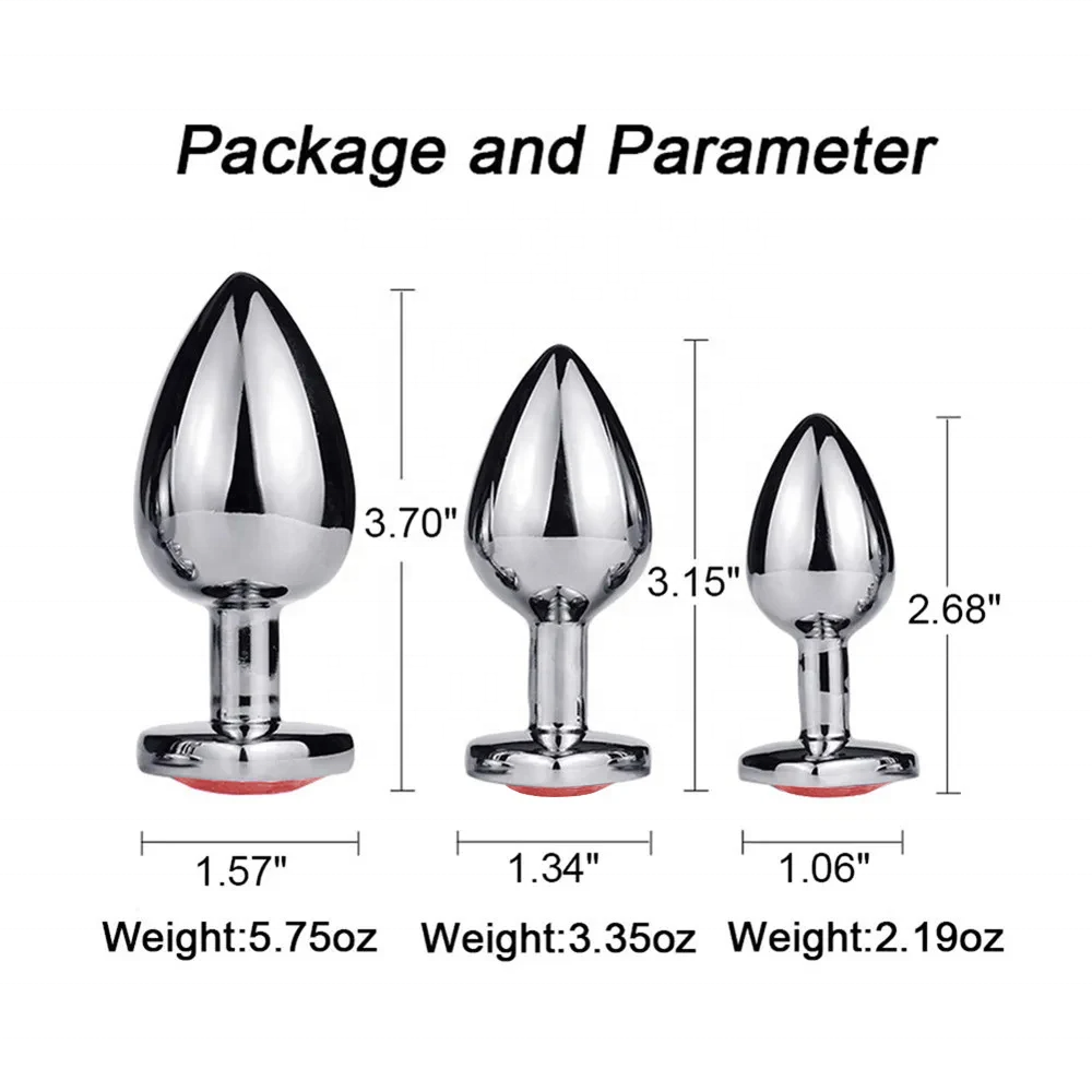 Anal Plug 3 Sizes Heart Metal Crystal Anal Plug For Women Removable Stainless Steel Butt Plug Men Stimulator Anal Sex Toys Dildo