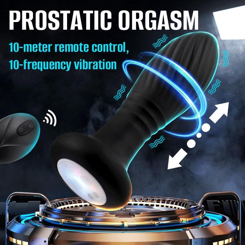 2 in 1 Thrusting Anal Vibrator With Led Light Remote Control Anal Sex Toy Butt Plug G Spot Vibrator Adult Toy For Men