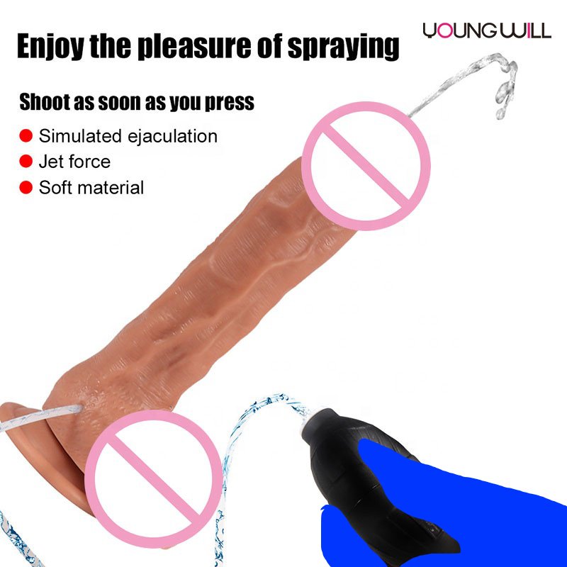 Realistic Water Spray Dildo with Suction Cup Penis Massage Anal Plug Adult Sex Toy for Women Men Couples