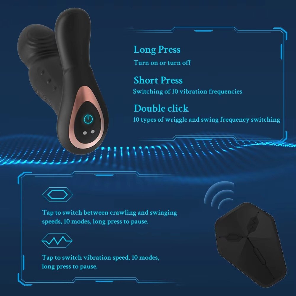 Wireless Remote Control Dildo Vibrator 10 Wiggling Prostate Massager 10 Vibrating Silicone Anal Butt Plug Male Sex Toy For Men