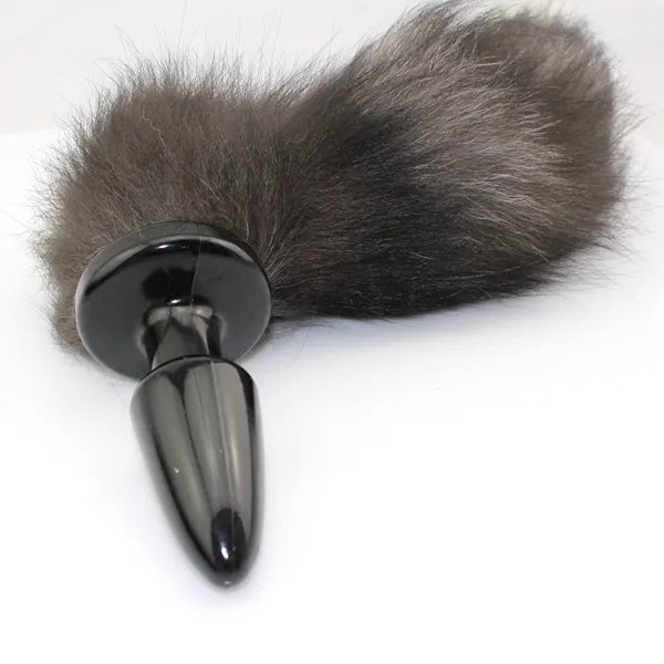 Fox tail silicone black Anal plug Anal Toys Anus plug