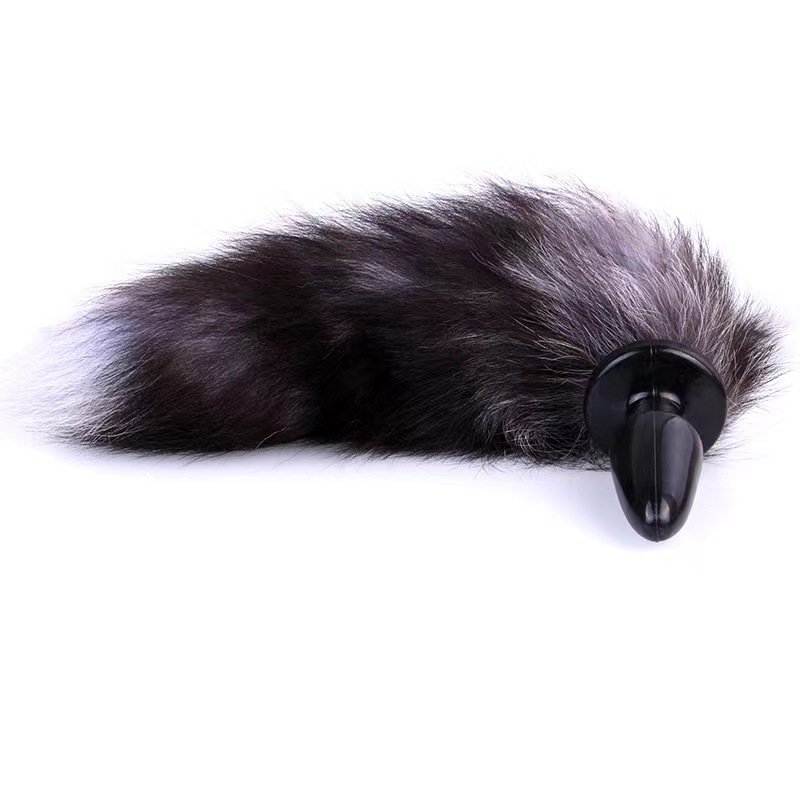Fox tail silicone black Anal plug Anal Toys Anus plug