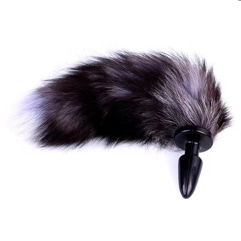 Fox tail silicone black Anal plug Anal Toys Anus plug