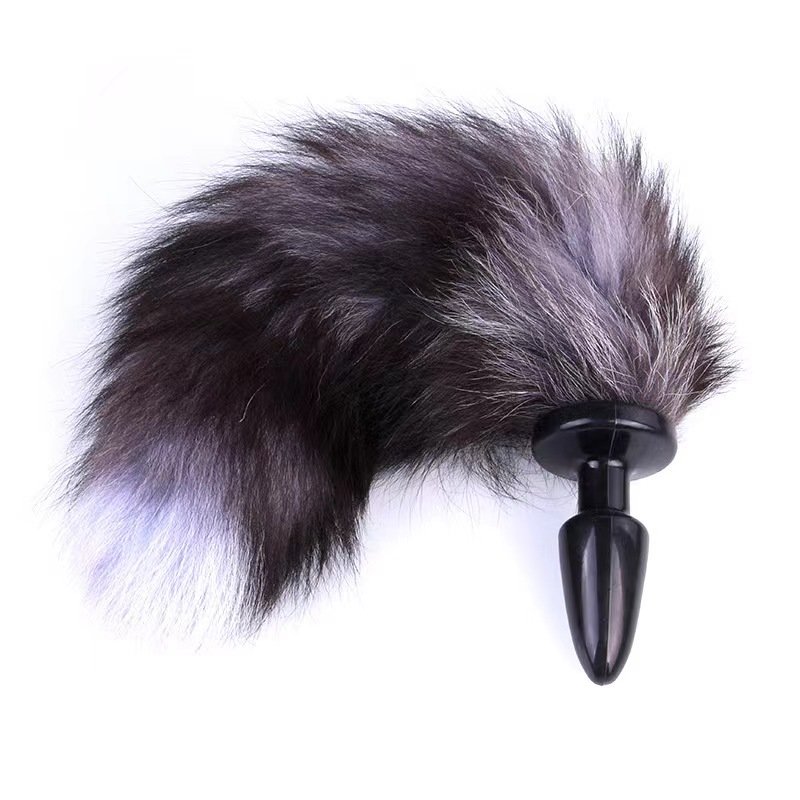 Fox tail silicone black Anal plug Anal Toys Anus plug