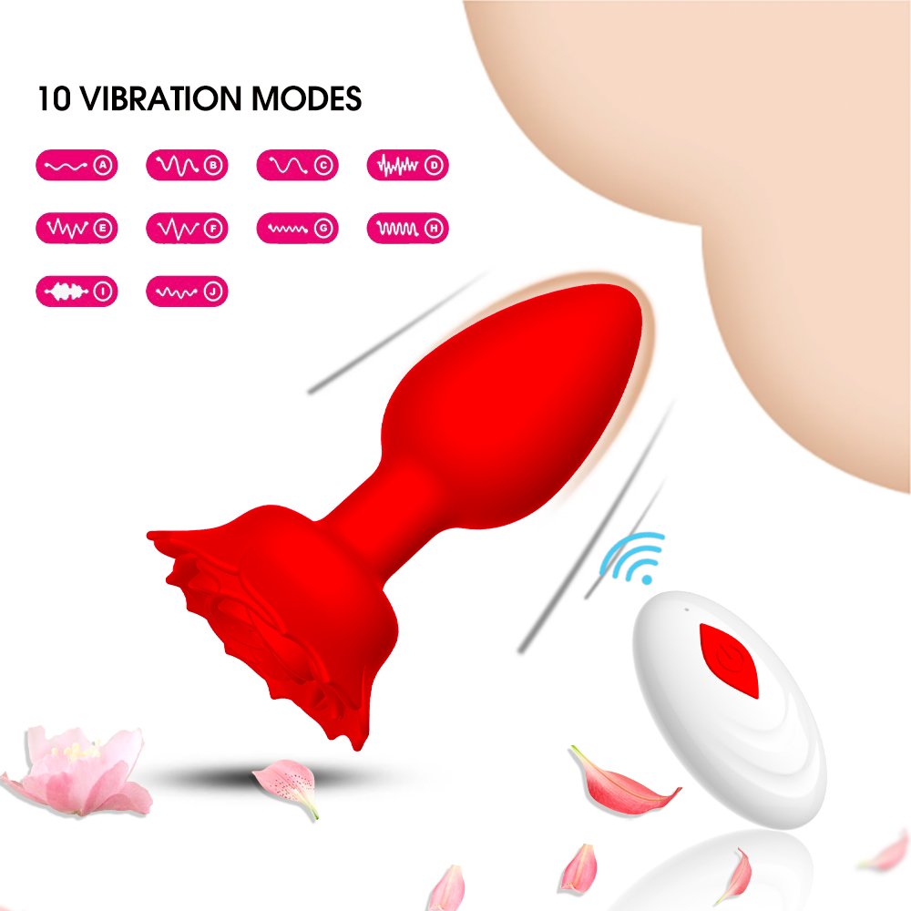 Wearable Vibrator Sex Toy Anal Plug APP Thrusting Vibrators Remote Control Rose Toy 10 Thrusting Vibrating Modes Anal Sex Toy