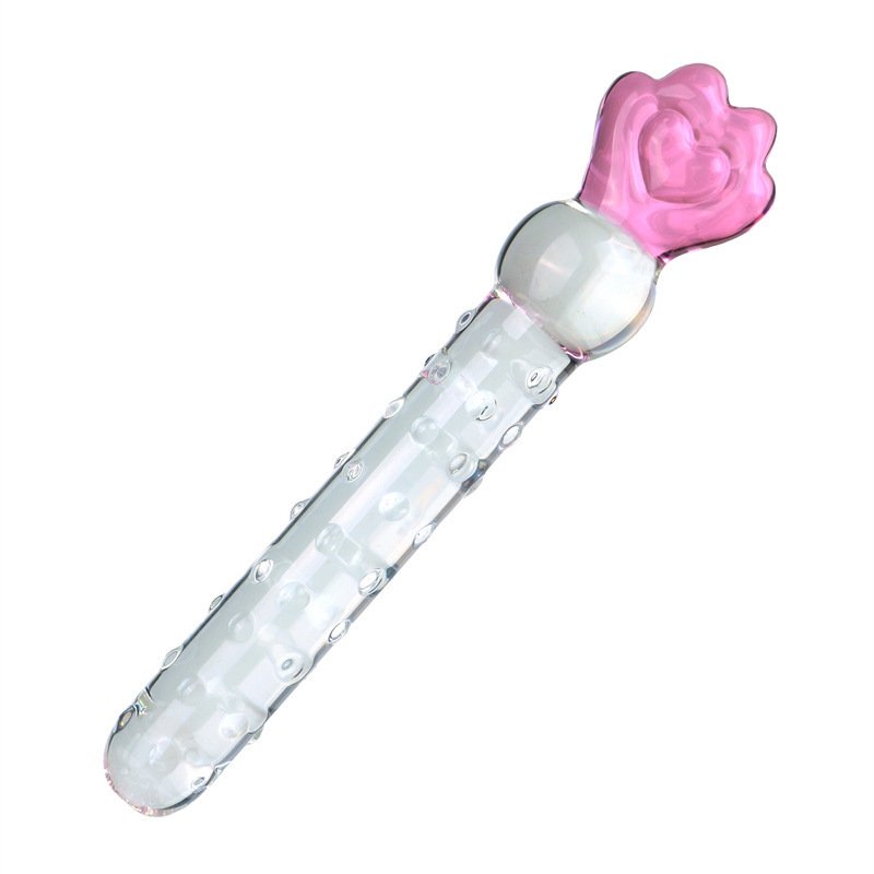 Pink Love Cat Claws Studded Glass Butt Plug