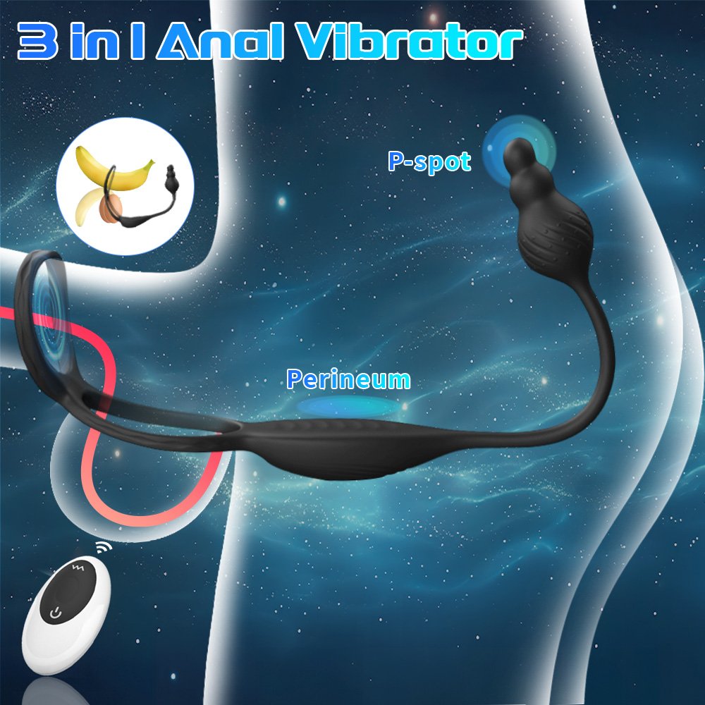 Liquid Silicone 2 in 1 App Controlled Vibrating Cock Ring Anal Butt Plug Vibrator Prostate Massager With Remote Sex Toys For Men