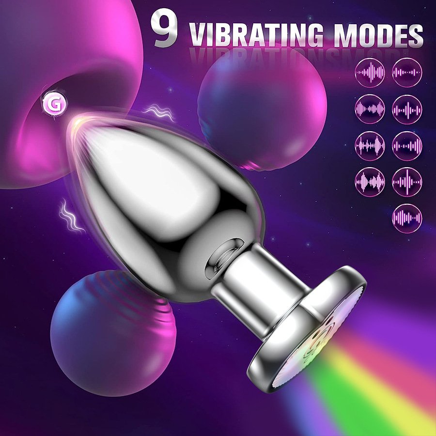 Vibrating Remote Heart Shaped App Control Man And Woman Metal Anal Plug Adult Luminous Electric Anal Dildo Couple Intimate Toys