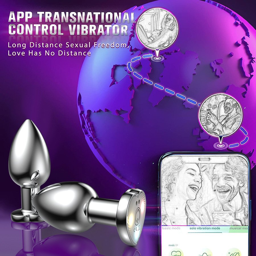 Vibrating Remote Heart Shaped App Control Man And Woman Metal Anal Plug Adult Luminous Electric Anal Dildo Couple Intimate Toys