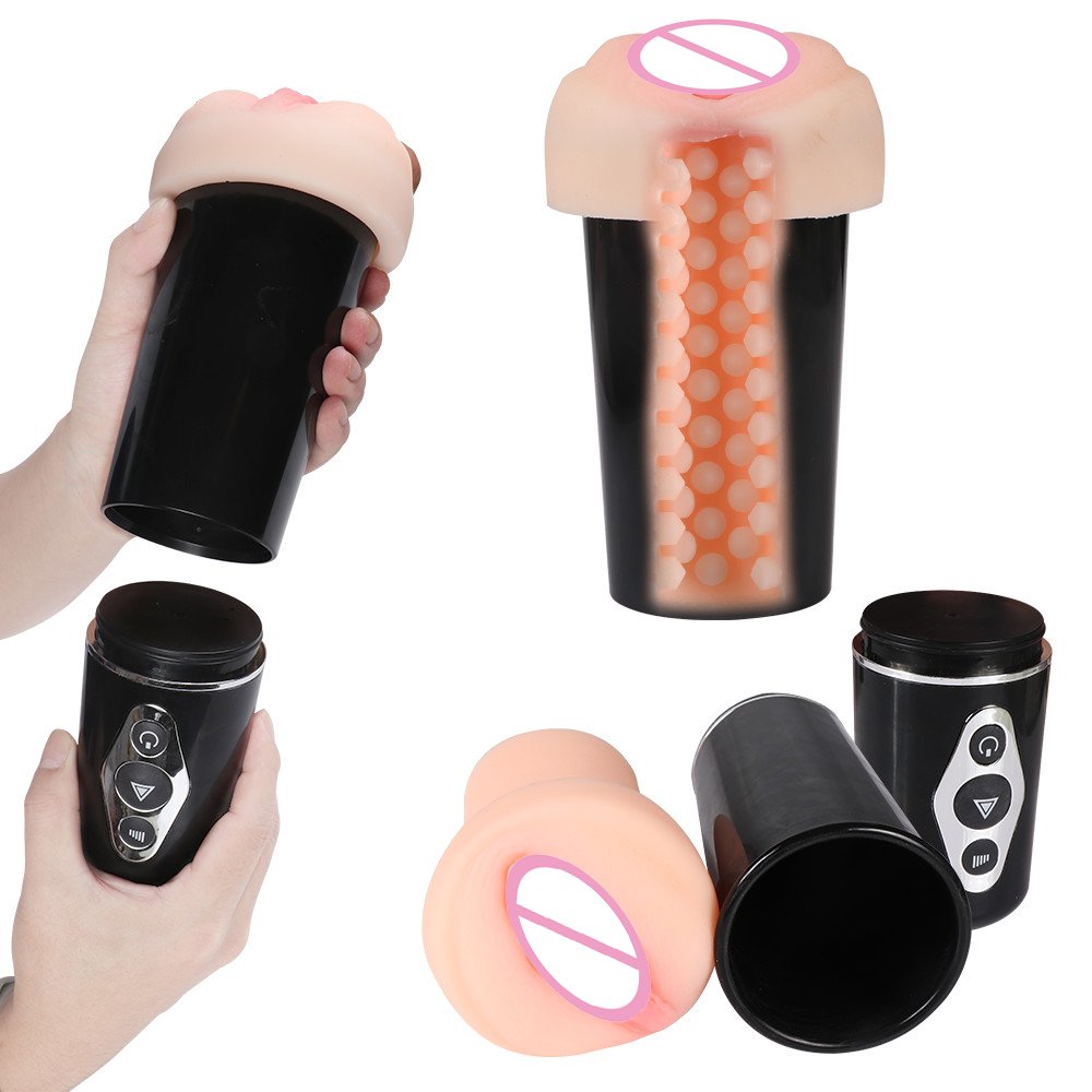 Realistic vagina pussy male masturbator cup vibrator automatic sucking simulation vagina insertion heating sex toys for men