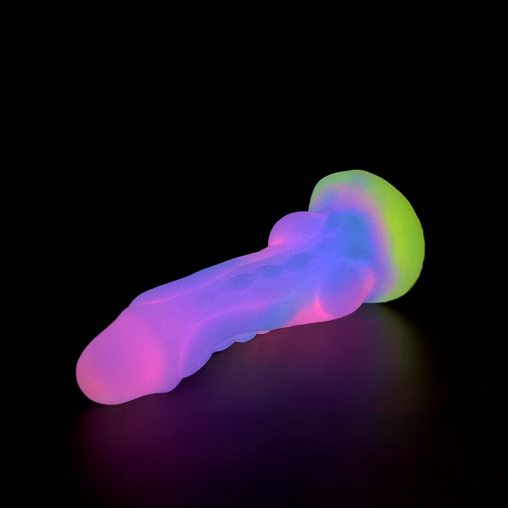 Monster Dildo for Female Anal Use Three-Color Light-Up Silicone Adult Toy with Base Suction Cup Alien Sex Dildo