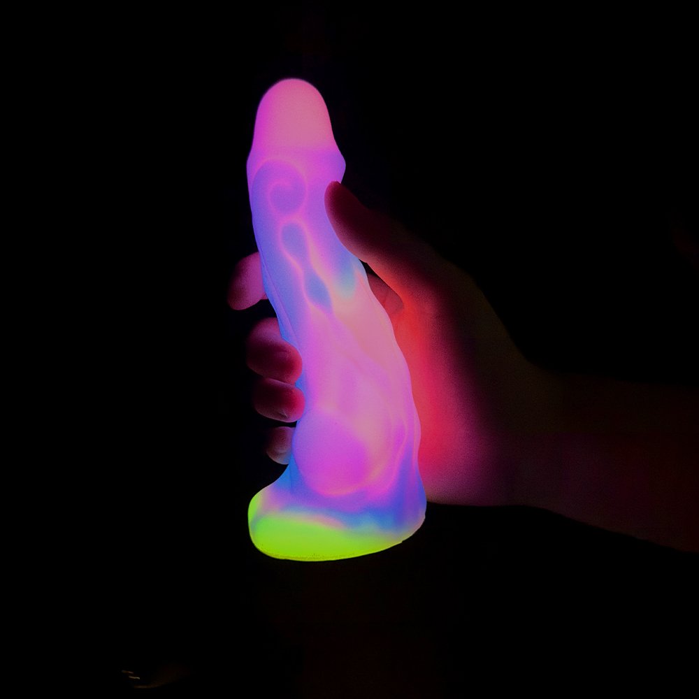 Monster Dildo for Female Anal Use Three-Color Light-Up Silicone Adult Toy with Base Suction Cup Alien Sex Dildo