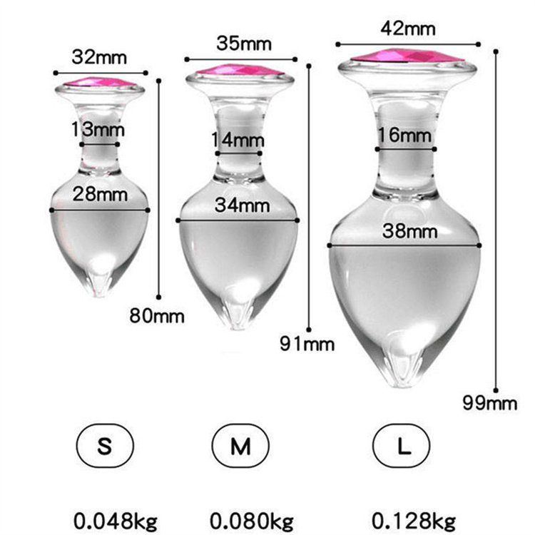Butt Plug Anal Dilator 3PCS Set Transparent Glass Anal Plug Sex Toys for Women Men