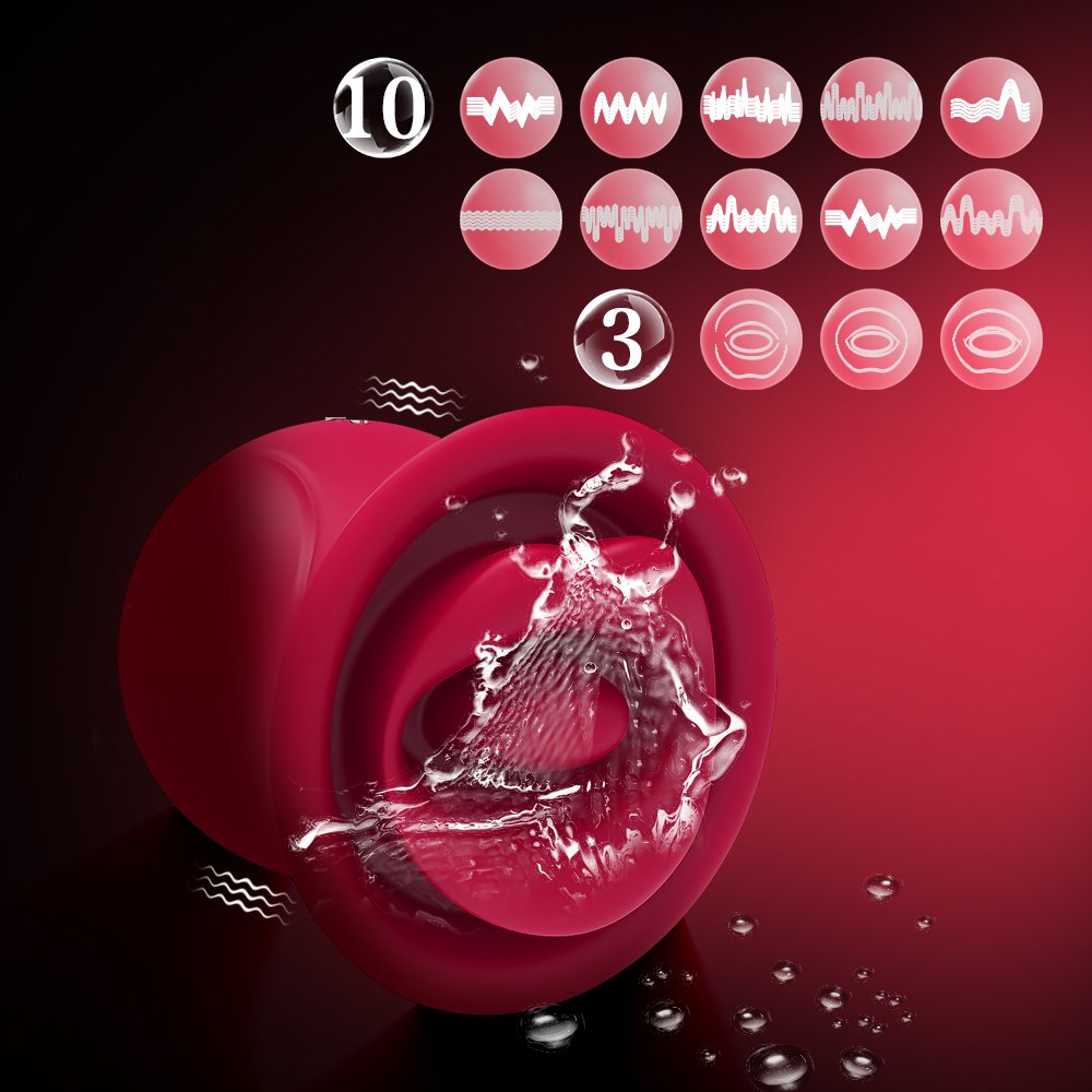 LOVE Rose Tongue Wireless Vibrating Egg Second Wave Female Mute Masturbation Device Red and Black Vibrator
