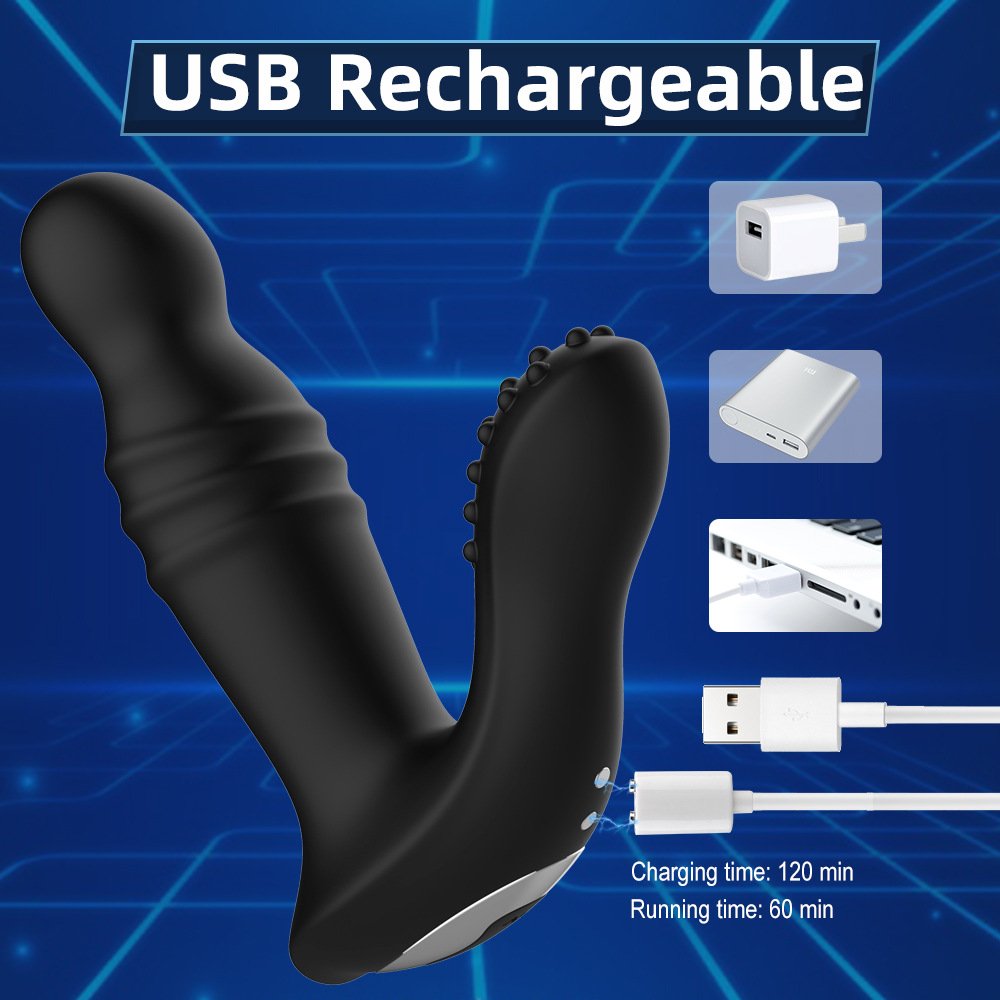 2 In 1 Thrusting Anal Sex Toy Thrusting Butt Plug Anal Vibrating Prostate Massager Butt Plug Vibrator Sex Toys For Woman Anal