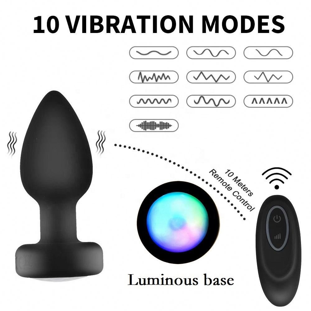 Girlspower Colorful Light Flashing Remote Control Vibrating Butt Plug BDSM Anal Toy Prostate Massager Anal Vibrator