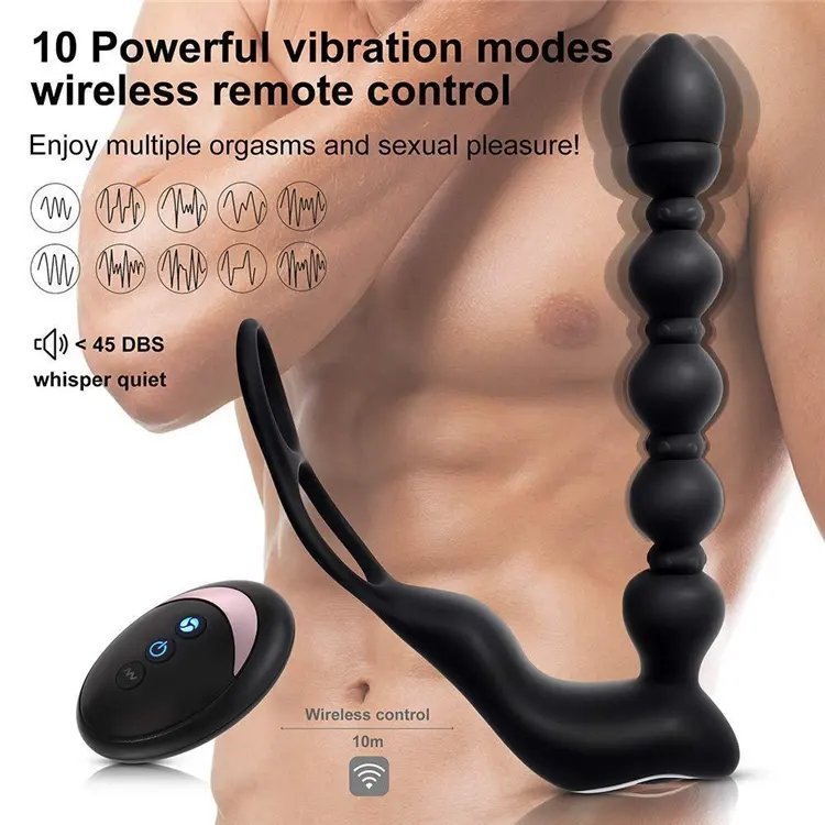 HULAMY Soft silicone wholesale anal cock ring vibrator Heating silicone extra long anal bead sex toys for men