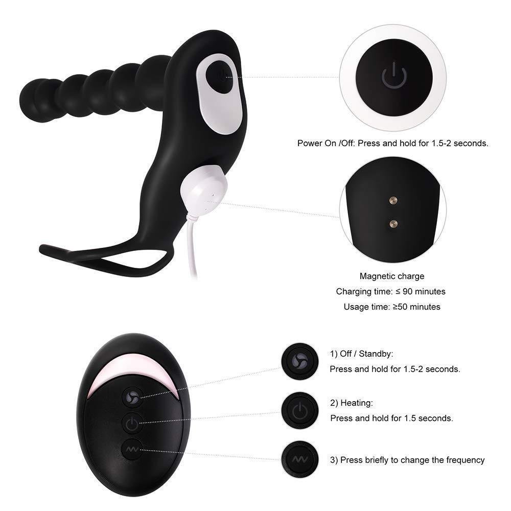 HULAMY Soft silicone wholesale anal cock ring vibrator Heating silicone extra long anal bead sex toys for men