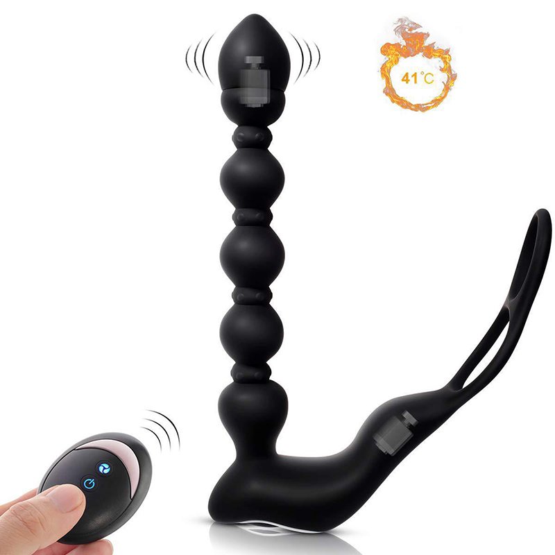 HULAMY Soft silicone wholesale anal cock ring vibrator Heating silicone extra long anal bead sex toys for men