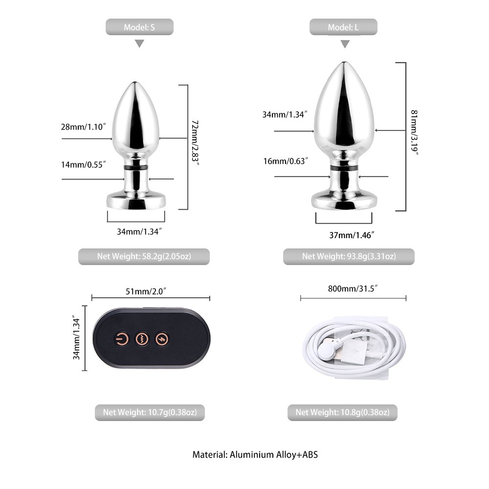 Women/Men's round Base Silicone Metal Anal Plug Vibrator with Electric Shock Feature Sex Toys for Anal Play Juguetes Sexuales