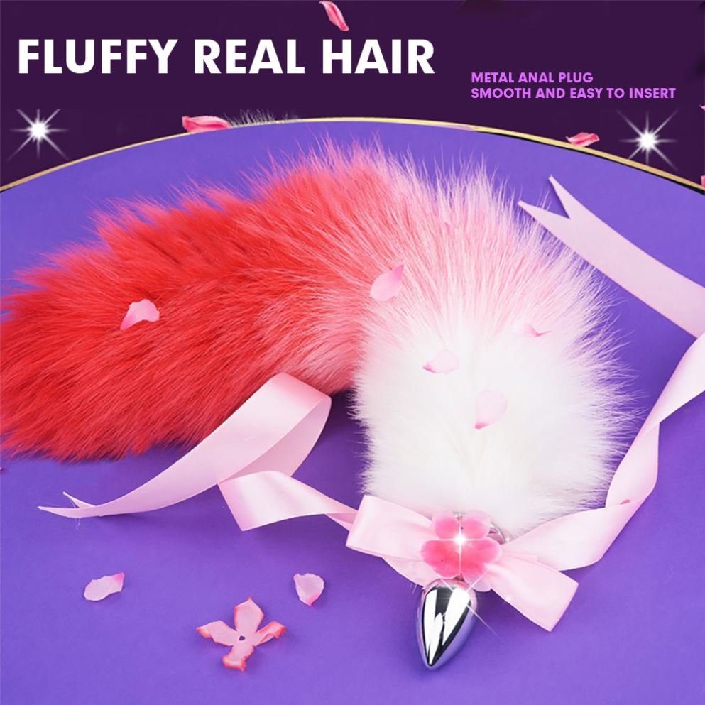 2024 hot sale Fake fur silicone metal fox tail anal plug butt plug fun sex games anal sex toys for woman