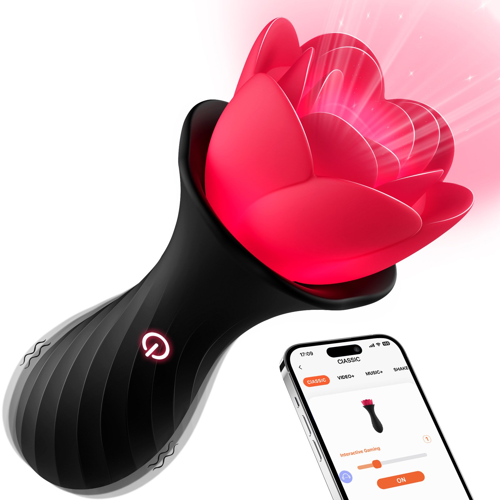 Anal Plug APP Wireless Anal Plug Dual Vibration Black Rose Butt Plug Female Masturbator Sex Toys for Couples Women