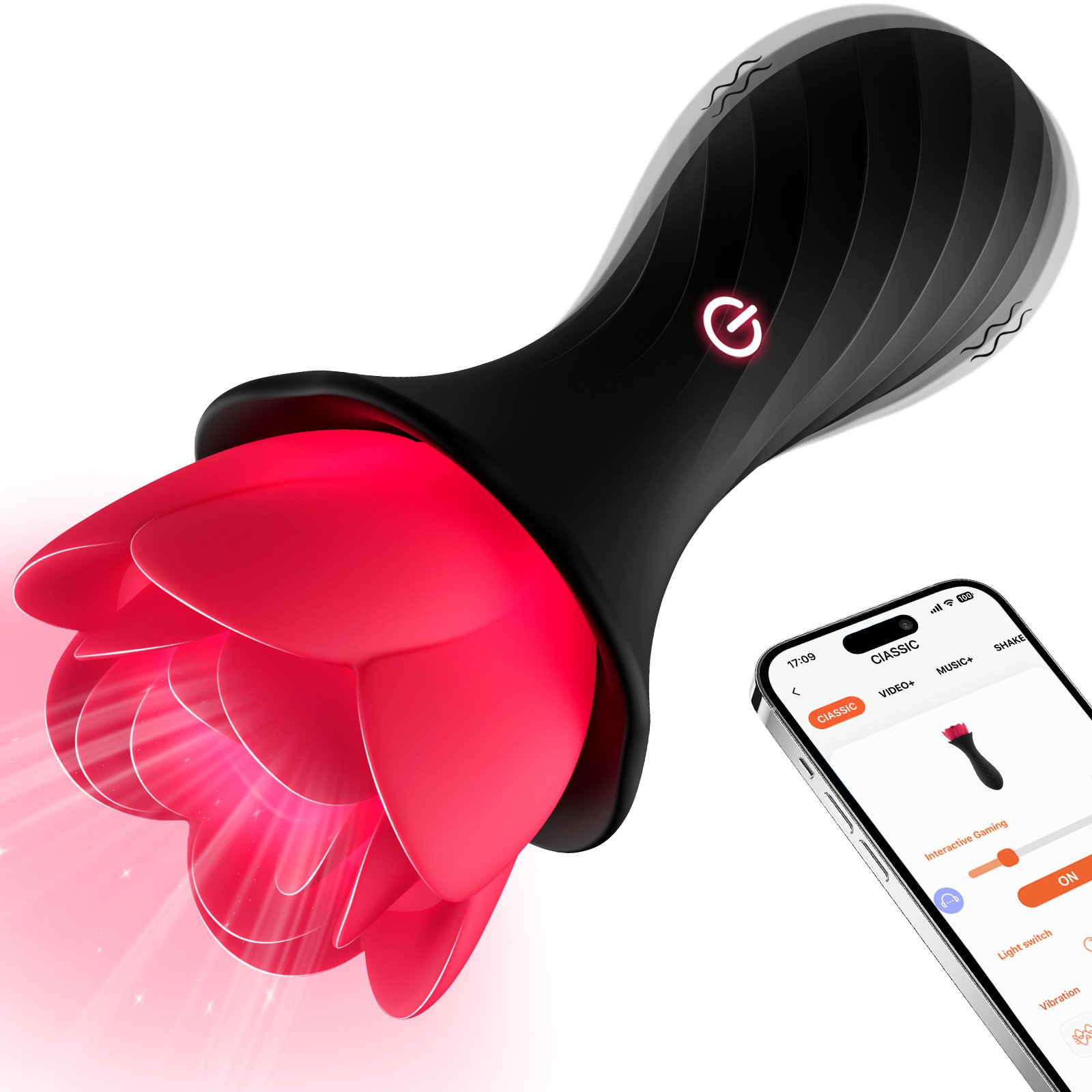 Anal Plug APP Wireless Anal Plug Dual Vibration Black Rose Butt Plug Female Masturbator Sex Toys for Couples Women