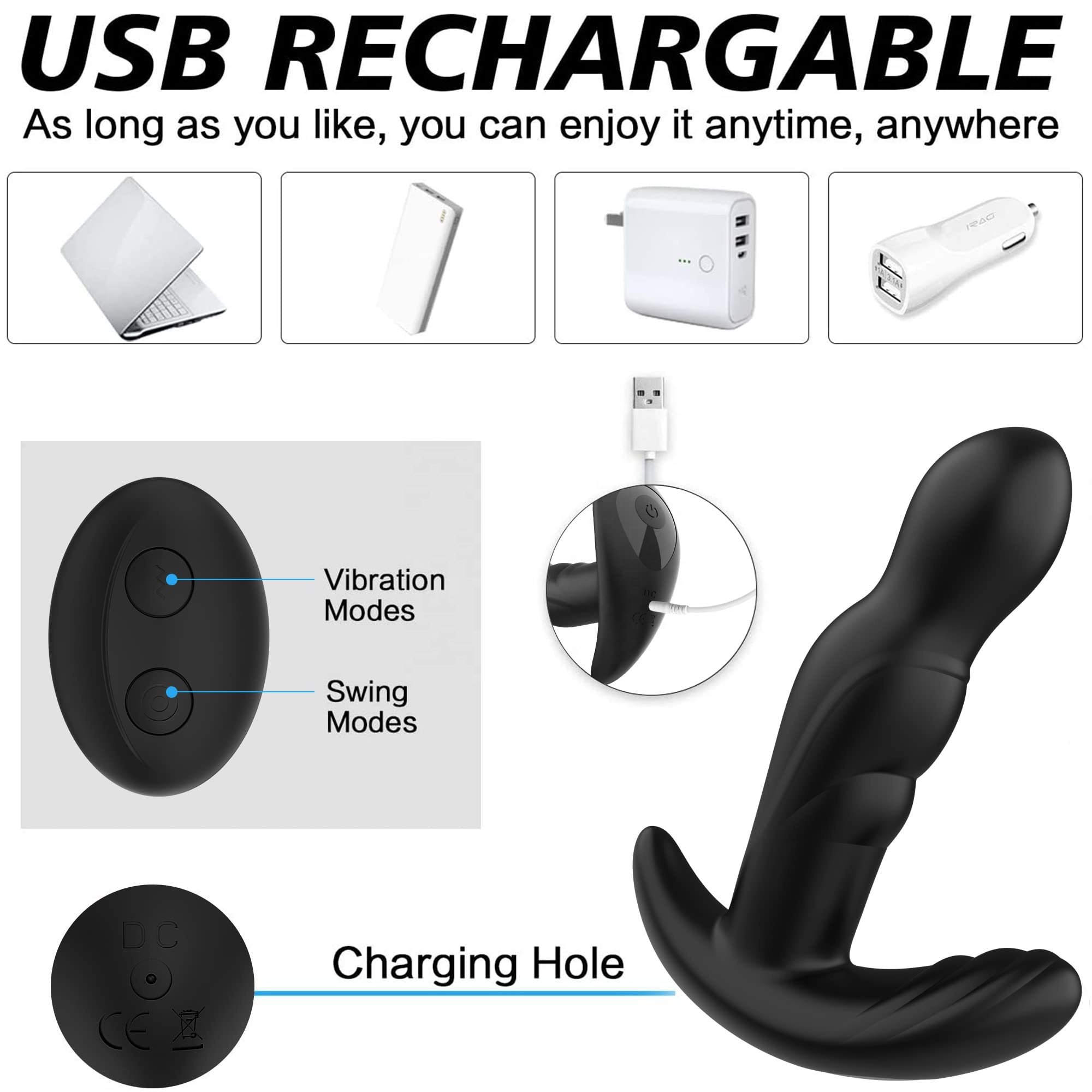 Netphi 360 Degree Rotating Adult Sex Dildo Vibrator 30 Powerful Stimulation Patterns for Men or Women