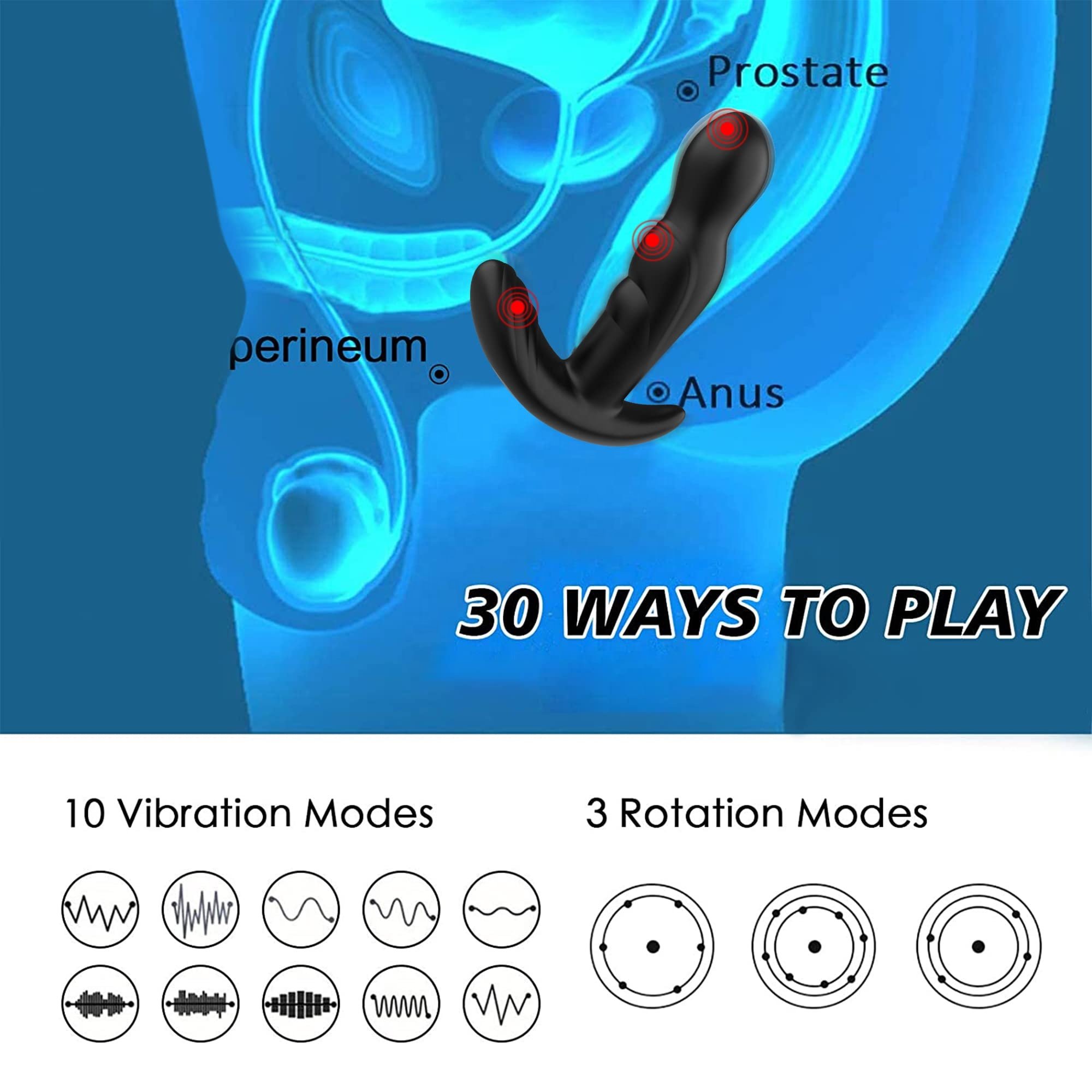 Netphi 360 Degree Rotating Adult Sex Dildo Vibrator 30 Powerful Stimulation Patterns for Men or Women