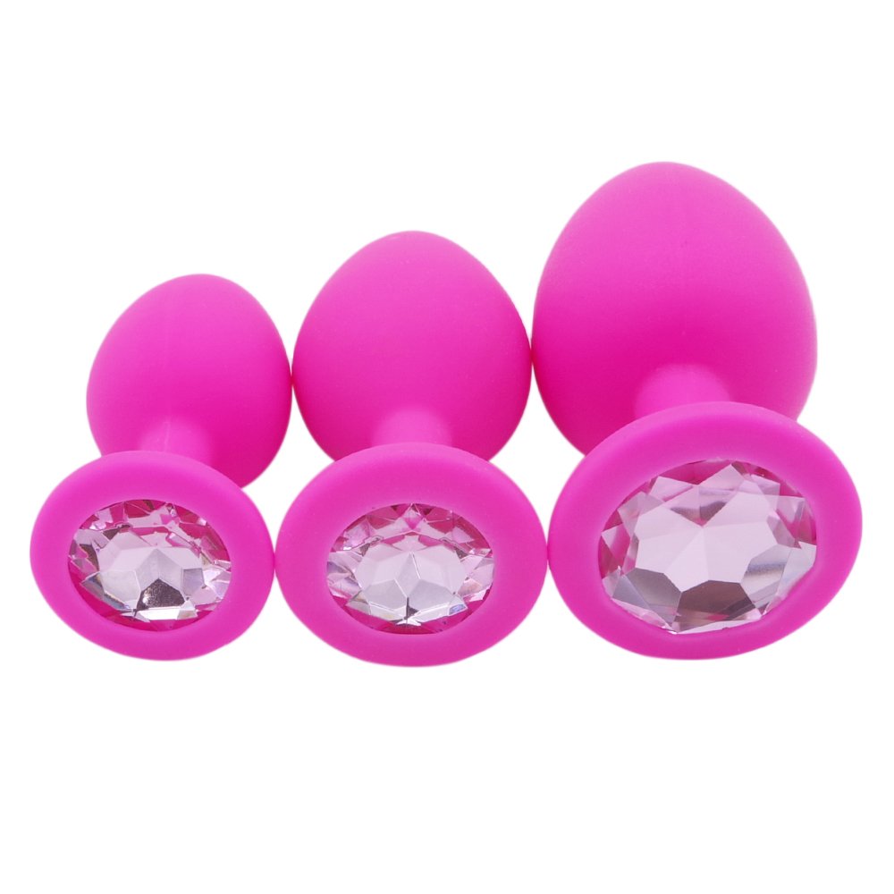 Pink Small Safe Silicone Butt Plug With Crystal Jewelry Anal Plug Vaginal Plug Adult Anal Sex Toys For Woman Men Gay