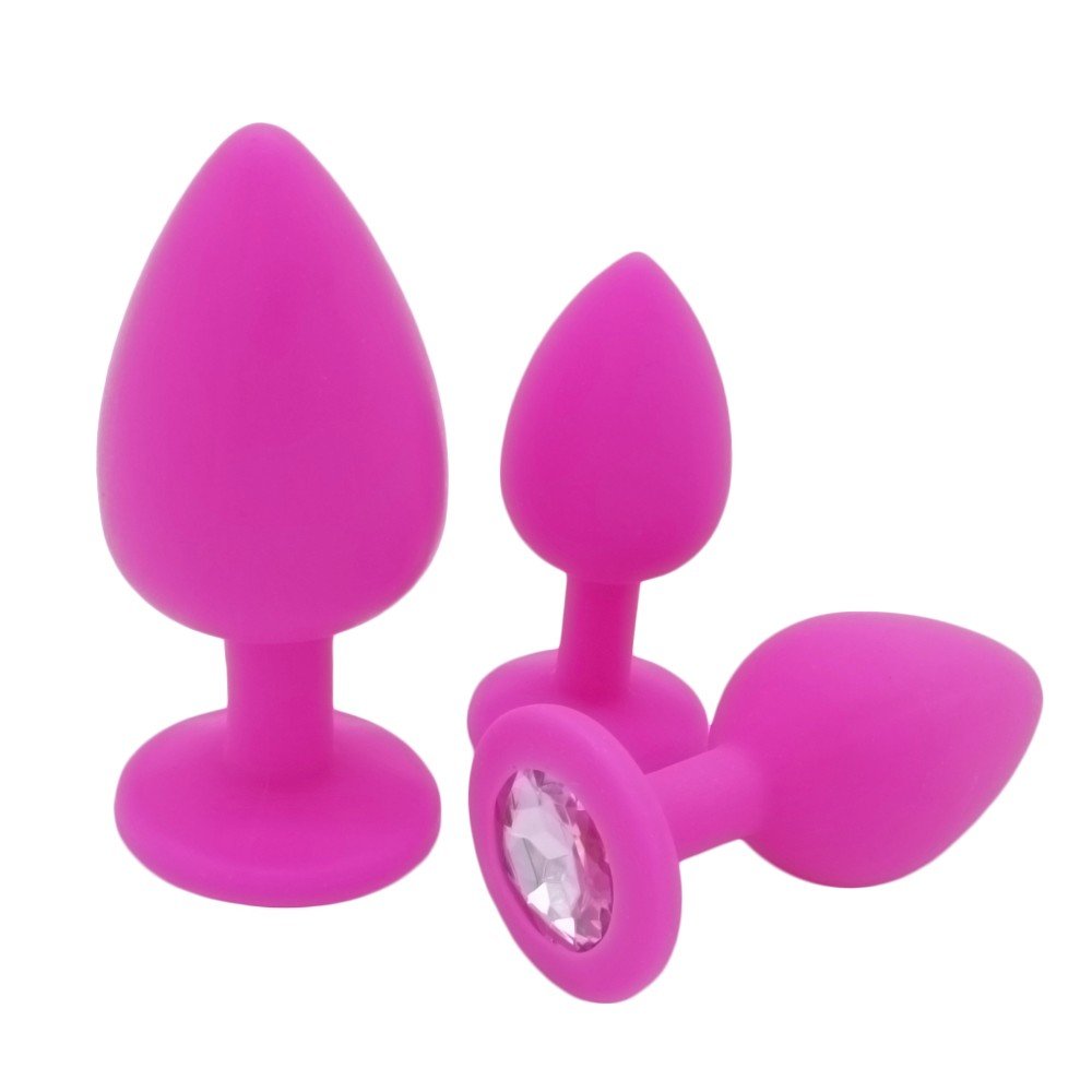 Pink Small Safe Silicone Butt Plug With Crystal Jewelry Anal Plug Vaginal Plug Adult Anal Sex Toys For Woman Men Gay