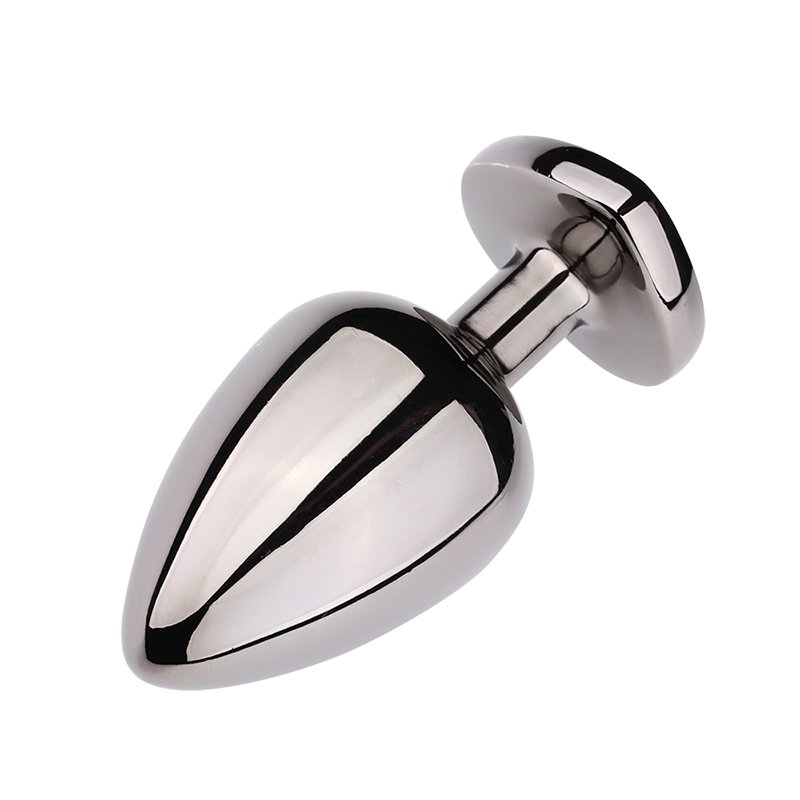 Heart-Shaped Base Jewel Anal Plug Metal Butt Insert Sex Toys for Women Gun-Color Jewel Anal Plug Selling Juguetes Sexuales