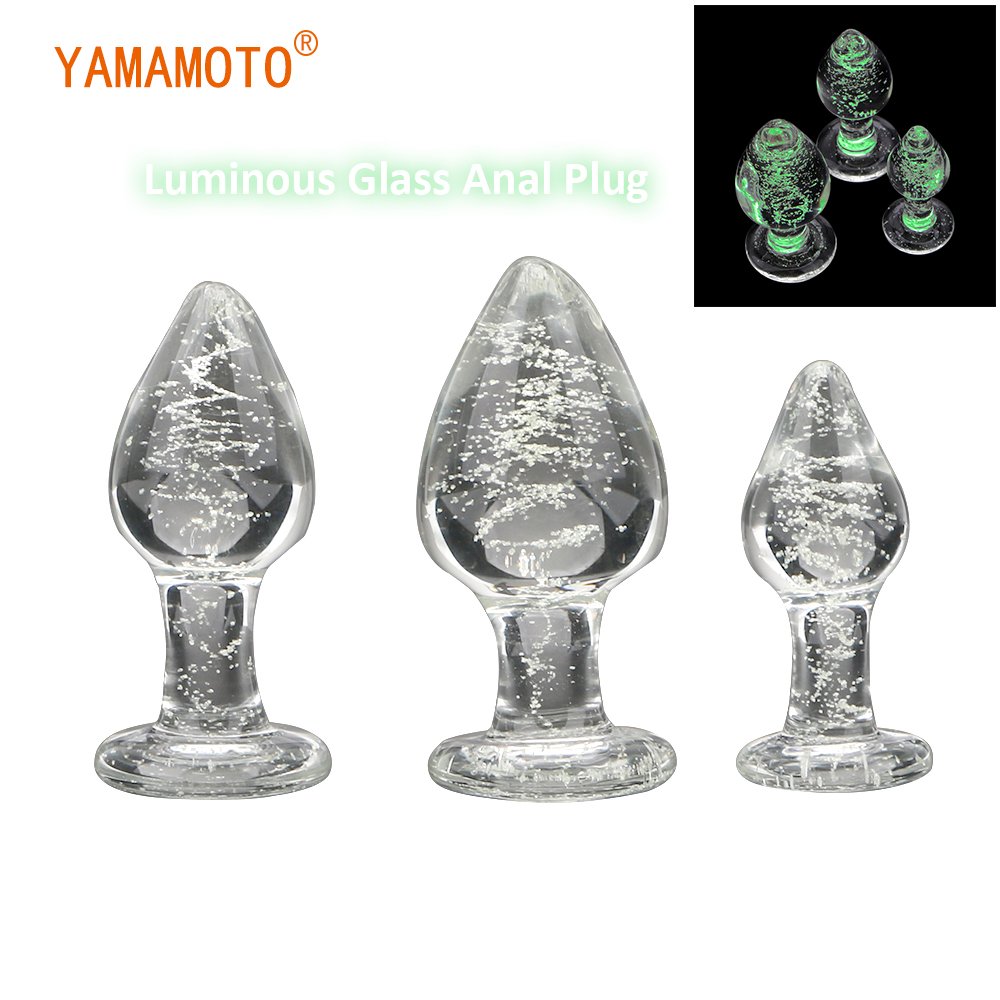 Glow-in-the-Dark Glass Butt Plug Set Small Anal Expansion Plugs Gay Adult Sex Toys