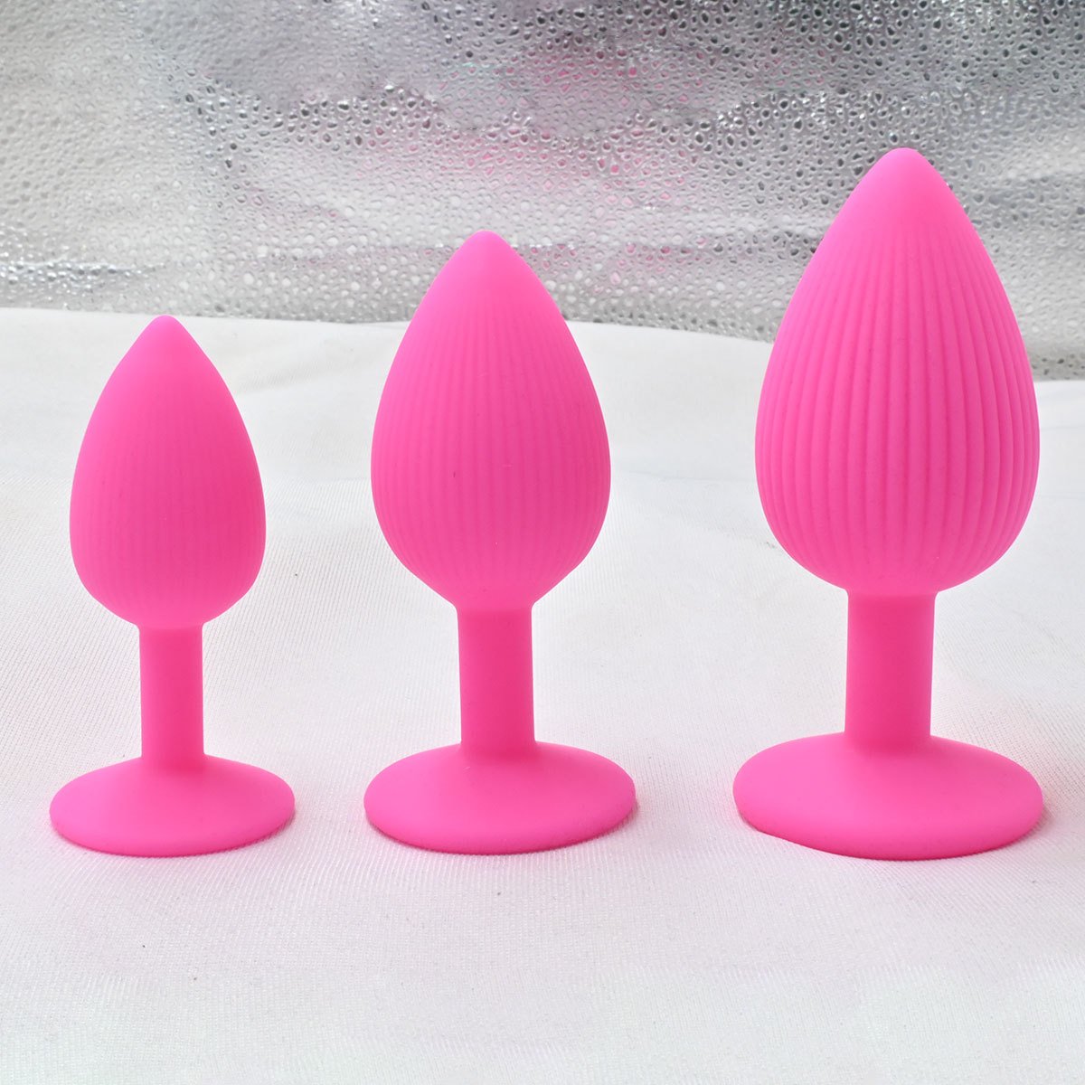 S M L 3PCS Per Set Screw thread Silicone Screw thread Anal Plugs Jewel Butt Plugs for Sex Games