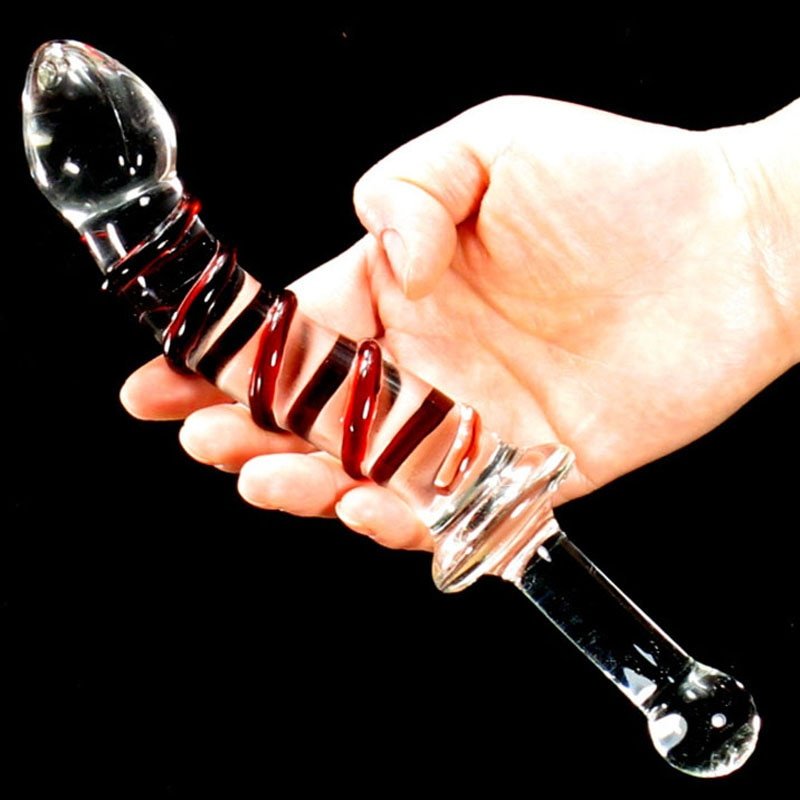 Curved Wavy Textured G-Spot Prostate Massager Vaginal Pussy Stimulator Crystal Glass Dildo Anal Butt Plug for Women Masturbation