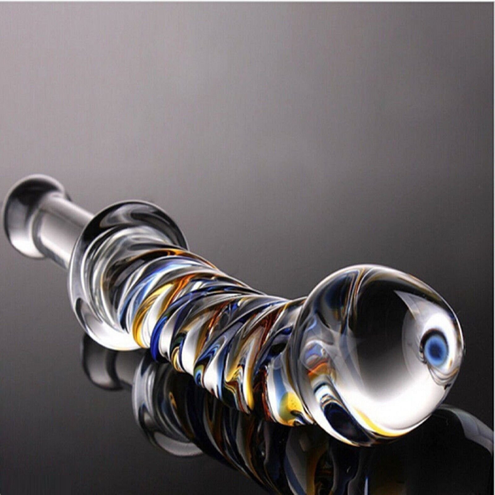 Curved Wavy Textured G-Spot Prostate Massager Vaginal Pussy Stimulator Crystal Glass Dildo Anal Butt Plug for Women Masturbation