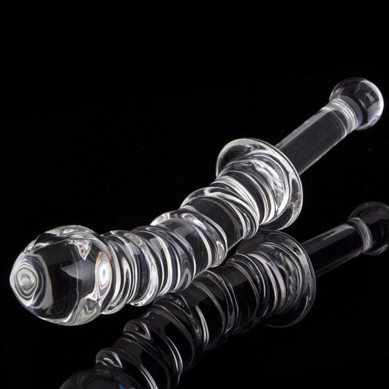 Curved Wavy Textured G-Spot Prostate Massager Vaginal Pussy Stimulator Crystal Glass Dildo Anal Butt Plug for Women Masturbation