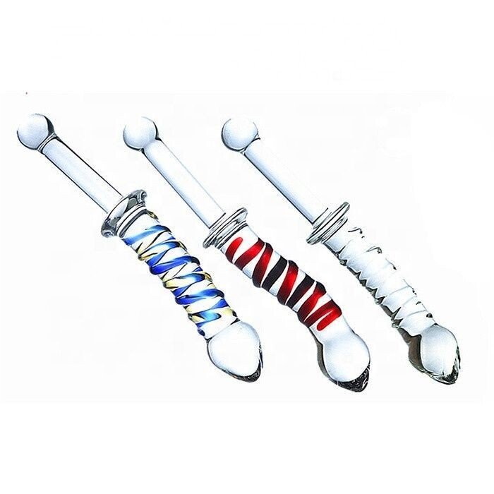 Curved Wavy Textured G-Spot Prostate Massager Vaginal Pussy Stimulator Crystal Glass Dildo Anal Butt Plug for Women Masturbation