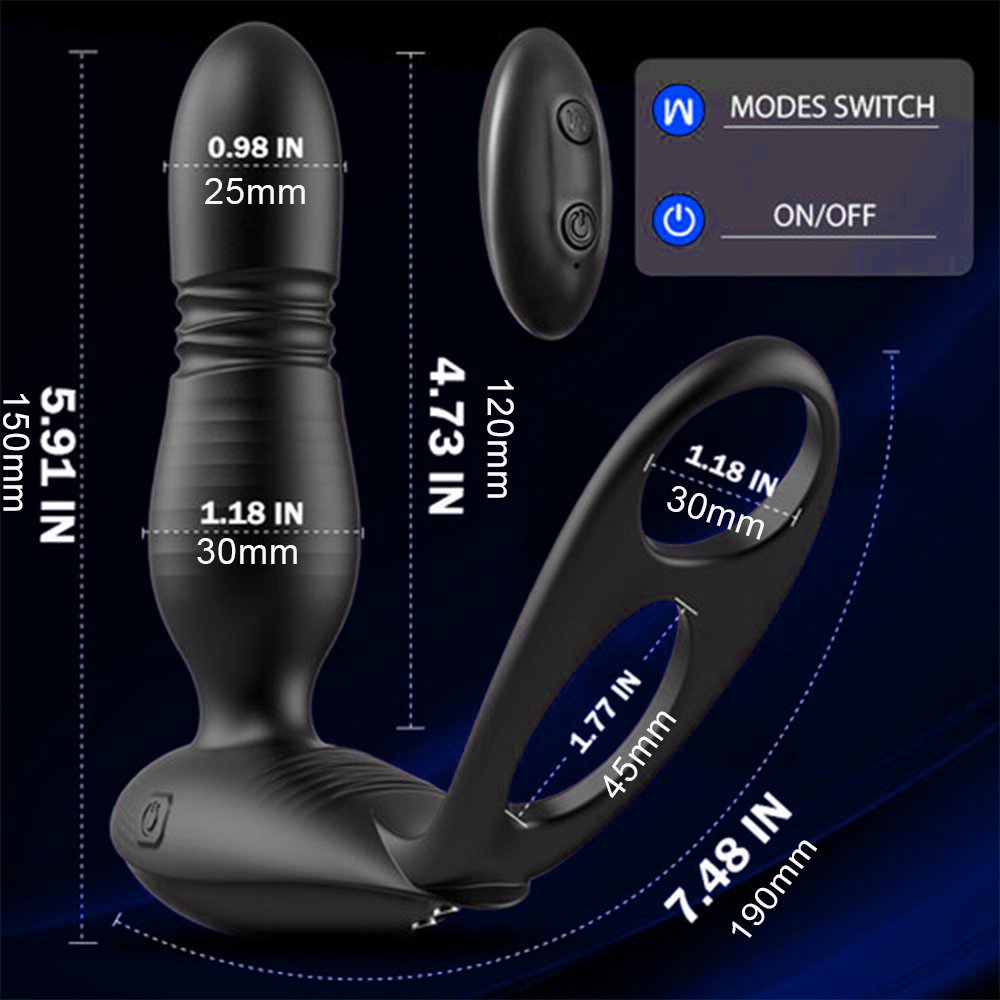 Double Cock Ring Prostate Massage Vibrator with 10 Frequency Wireless Remote Control Men's Sex Toy Juguetes Sexuales Butt Plug